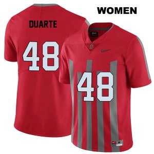 Women's NCAA Ohio State Buckeyes Tate Duarte #48 College Stitched Elite Authentic Nike Red Football Jersey FW20N21VQ